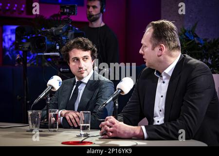 LA HAYE - Jesse Klaver, président du parti, et Pieter Heerma lors d'un débat télévisé dans le cadre des élections du Conseil provincial sur 15 mars. Au cours de la diffusion, des thèmes tels que le logement, la migration et la confiance dans la politique seront abordés. ANP RAMON VAN FLYMEN pays-bas - belgique Out crédit: ANP/Alay Live News Banque D'Images