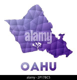 Plan d'Oahu. Illustration poly basse de l'îlot. Motif géométrique violet. Illustration de vecteur polygonal. Illustration de Vecteur