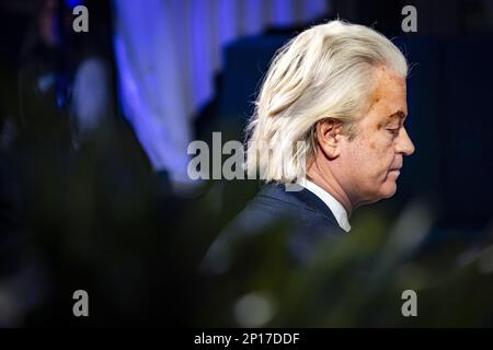 LA HAYE - le président du groupe Geert Wilders un débat télévisé dans le cadre des élections du Conseil provincial sur 15 mars. Au cours de la diffusion, des thèmes tels que le logement, la migration et la confiance dans la politique seront abordés. ANP RAMON VAN FLYMEN pays-bas - belgique Out crédit: ANP/Alay Live News Banque D'Images