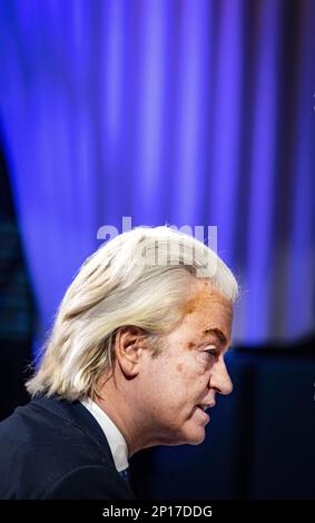 LA HAYE - le président du groupe Geert Wilders un débat télévisé dans le cadre des élections du Conseil provincial sur 15 mars. Au cours de la diffusion, des thèmes tels que le logement, la migration et la confiance dans la politique seront abordés. ANP RAMON VAN FLYMEN pays-bas - belgique Out crédit: ANP/Alay Live News Banque D'Images