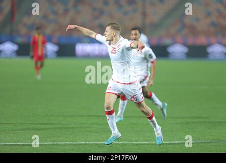 Égypte, le Caire 03 mars 2023 - Samy Chouchane, de Tunisie, célèbre après avoir marqué son but lors du quart de finale du match entre le Congo de moins de 20 ans et la Tunisie de moins de 20 ans de TotalEnergies de moins de 20 ans coupe d'Afrique des Nations Egypte 2023 et se qualifie pour la FIFA de moins de 20 coupe du monde 2023 en Indonésie. Stade international du Caire au Caire, Égypte, 2023. Crédit photo SSSI : Sebo47/Alamy Live News Banque D'Images