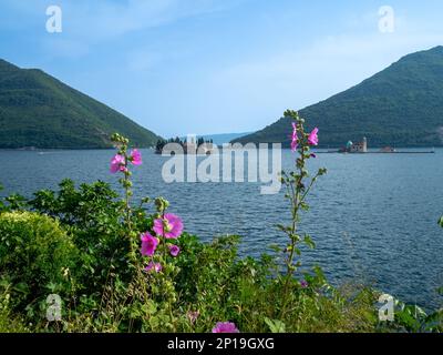 Sveti Dorđe et notre-Dame des îlots Rocjs vus de Perast, Monténégro Banque D'Images