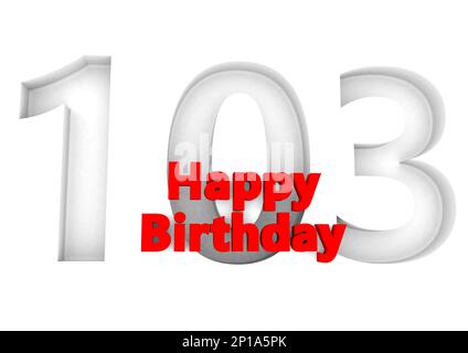 Joyeux anniversaire en lettres rouges avec un grand numéro de soulagement derrière Banque D'Images