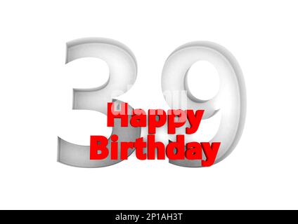 Joyeux anniversaire en lettres rouges avec un grand numéro de soulagement derrière Banque D'Images