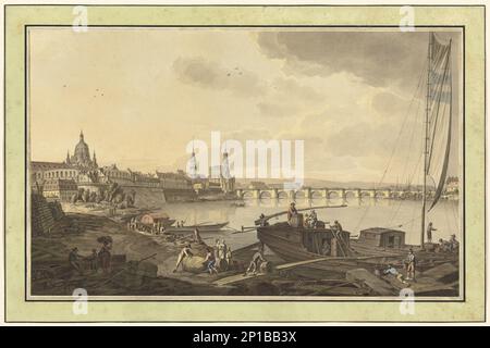 Dresde des rives de l'Elbe, 1782. Banque D'Images