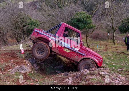 Février 2023 - essai hors route de l'ADWC à Chewton Mendip, Somerset, Royaume-Uni. Banque D'Images