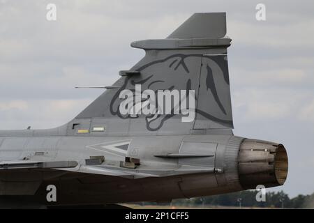 40, un Saab JAS-39C Gripen exploité par la Hungarian Air Force, arrivant pour le Royal International Air Tattoo 2022, tenu à RAF Fairford à Gloucestershire, en Angleterre. Banque D'Images