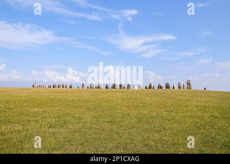 Ales Stones, monument mystique, région Ystad, Suède Banque D'Images