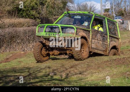 Février 2023 - essai hors route de l'ADWC à Chewton Mendip, Somerset, Royaume-Uni. Banque D'Images