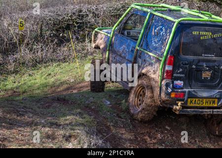 Février 2023 - essai hors route de l'ADWC à Chewton Mendip, Somerset, Royaume-Uni. Banque D'Images