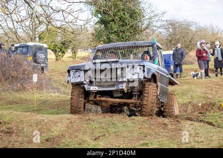 Février 2023 - essai hors route de l'ADWC à Chewton Mendip, Somerset, Royaume-Uni. Banque D'Images