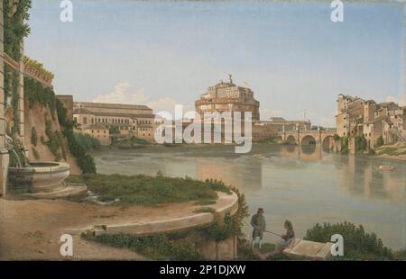 Vue sur le Tibre de Trastevere vers Castel S. Angelo;vue sur le Tibre vers Castel S. Angelo à Rome;Vue sur le Tibre depuis Trastevere en dehors de Ospedale di S. Angelo et Ponte S. Angelo, 1815. Banque D'Images