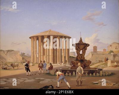 Piazza della Bocca della Verit&#xe0; avec le temple Vesta de Rome, 1837. Banque D'Images