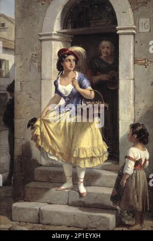 Une italienne en chemin vers le Carnaval, 1835-1873. Banque D'Images