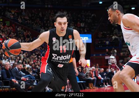 Milan, Italie. 03rd mars 2023. Kostas Sloukas (Olympiacos Pirée) pendant EA7 Emporio ArmaniMilano vs Olympiacos, Championnat d'Euroligue de basket-ball à Milan, Italie, 03 mars 2023 crédit: Agence photo indépendante/Alamy Live News Banque D'Images