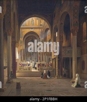 Intérieur de la Capella Palatina à Palerme, Italie, 1842. Banque D'Images