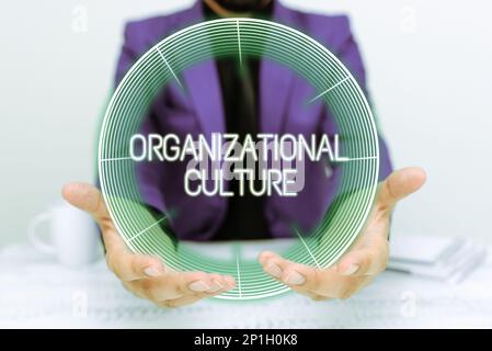 Légende présentant la culture organisationnelle. Idée d'entreprise l'étude de la façon dont les gens interagissent au sein des groupes Banque D'Images