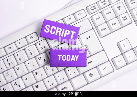 Script d'affichage conceptuel. Mot pour l'écriture manuscrite comme différent de l'impression de caractères écrits de jeu Banque D'Images