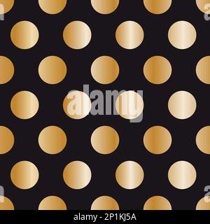 Pois dorés sur motif vectoriel sans couture noir, idéal pour l'emballage, le papier d'emballage, le scrapbook. Illustration vectorielle Illustration de Vecteur