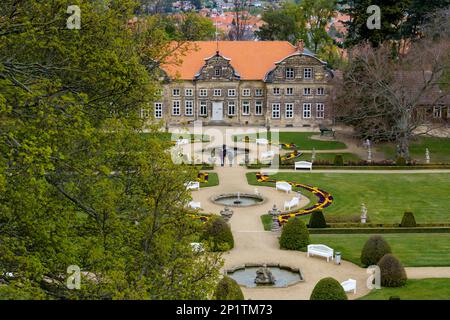 Vue sur la ville de Blankenburg dans les montagnes Harz Banque D'Images