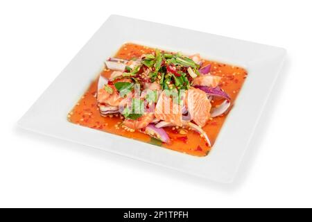 salade de saumon épicée et de fruits de mer, cuisine asiatique Banque D'Images