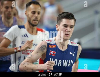 Istanbul, Turquie. 03rd mars 2023. Jakob Ingebrigtsen de Norvège final 1500 m hommes pendant les Championnats européens d'athlétisme en salle 2023 sur 3 mars 2023 à l'aréna Atakoy à Istanbul, Turquie - photo Laurent Lairys/ABACAPRESS.COM crédit: Abaca Press/Alay Live News Banque D'Images