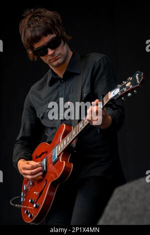 Liam Fray - Courteeners, V2008, Hylands Park, Chelmsford, Essex, Royaume-Uni - 17 août 2008 Banque D'Images