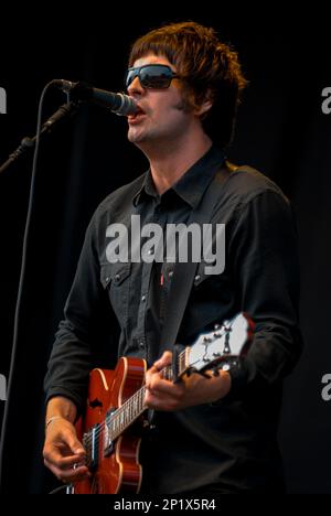 Liam Fray - Courteeners, V2008, Hylands Park, Chelmsford, Essex, Royaume-Uni - 17 août 2008 Banque D'Images