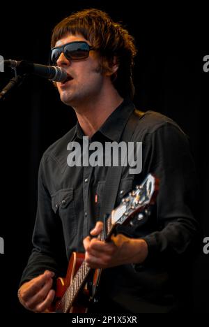 Liam Fray - Courteeners, V2008, Hylands Park, Chelmsford, Essex, Royaume-Uni - 17 août 2008 Banque D'Images