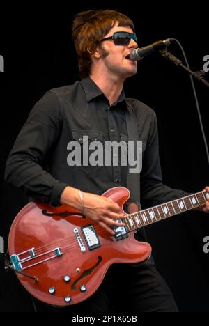 Liam Fray - Courteeners, V2008, Hylands Park, Chelmsford, Essex, Royaume-Uni - 17 août 2008 Banque D'Images