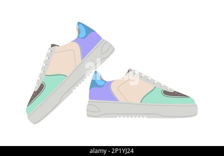 Sneakers tendance Vector art illustration sur blanc. Illustration de Vecteur