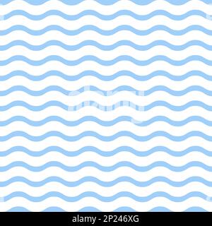 Vagues bleues sur fond blanc motif sans couture. Illustration de Vecteur