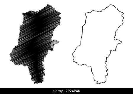 Cannock Chase carte du district non métropolitain (Royaume-Uni de Grande-Bretagne et d'Irlande du Nord, comté cérémonial Staffordshire ou Staffs, Angleterre) Illustration de Vecteur