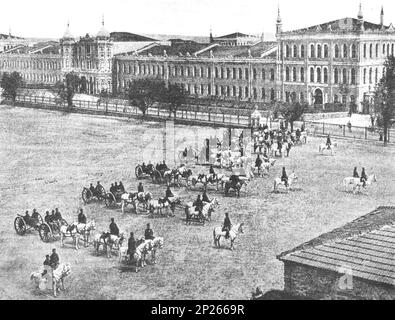 Artillerie turque pendant les exercices. Photo de 1902. Banque D'Images