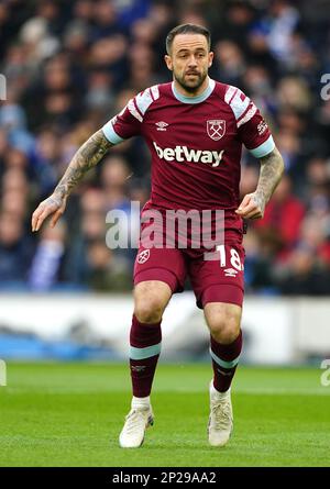 Danny de West Ham United se met en action lors du match de la Premier League au stade communautaire American Express de Brighton. Date de la photo: Samedi 4 mars 2023. Banque D'Images