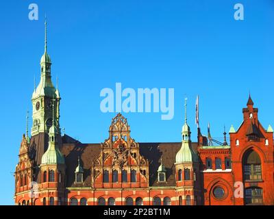 Beau bâtiment Speicherstadtrathaus à Hambourg Banque D'Images