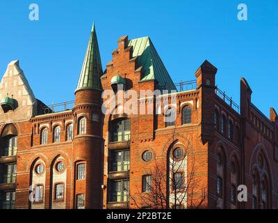 Beau bâtiment Speicherstadtrathaus à Hambourg Banque D'Images