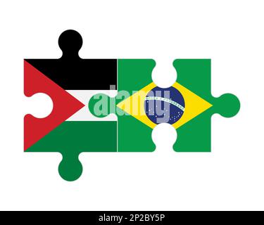 Puzzle connecté des drapeaux de la Palestine et du Brésil, vecteur Illustration de Vecteur