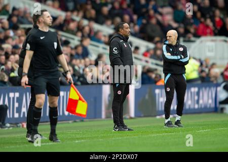 Paul Ince, responsable de la lecture, considère que son côté est trois nul pendant le match du championnat Sky Bet entre Middlesbrough et Reading au stade Riverside, à Middlesbrough, le samedi 4th mars 2023. (Photo : Trevor Wilkinson | MI News) Credit: MI News & Sport /Alay Live News Banque D'Images