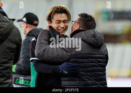 Ayase Ueda de cercle photographié lors d'un match de football entre cercle Brugge et RFC Seraing, samedi 04 mars 2023 à Bruges, le 28 e jour de la première division du championnat belge de la « Jupiler Pro League » 2022-2023. BELGA PHOTO KURT DESPLENTER Banque D'Images