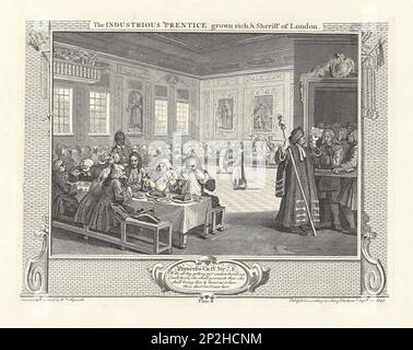 Série "Industrie et idleness", planche 8: L'industriel 'Prentice Grown Rich, et Sheriff de Londres, 1747. Collection privée. Banque D'Images