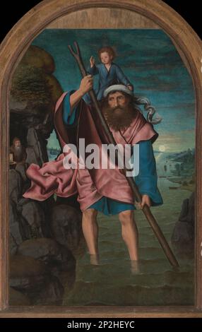 Saint Christopher, 1490. Dans la collection du Musée royal des Beaux-Arts, Anvers. Banque D'Images