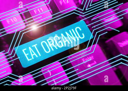 Affiche manuscrite Eat Organic. Idée d'affaires réduction de manger des bonbons diabète contrôle régime Banque D'Images