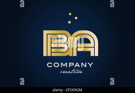 Combinaison or BA alphabet gras lettre logo avec points. A rejoint la conception de modèles créatifs pour les entreprises et les entreprises Illustration de Vecteur