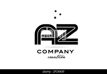 Combinaison AZ noir et blanc lettre en gras logo avec des points. A rejoint la conception de modèles créatifs pour les entreprises et les entreprises Illustration de Vecteur