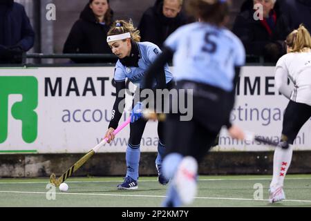 WASSENAAR, PAYS-BAS - MARS 4: EVA Drummond de HGC D1 pendant le match Tulp Hoofdklasse Dames entre HGC D1 et Amsterdam D1 à Roggewoning sur 4 mars 2023 à Wassenaar, pays-Bas (photo de Hans van der Valk/Orange Pictures) Banque D'Images