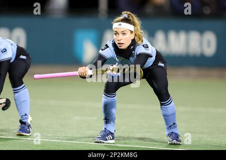 WASSENAAR, PAYS-BAS - MARS 4: EVA Drummond de HGC D1 pendant le match Tulp Hoofdklasse Dames entre HGC D1 et Amsterdam D1 à Roggewoning sur 4 mars 2023 à Wassenaar, pays-Bas (photo de Hans van der Valk/Orange Pictures) Banque D'Images