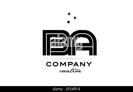 BA combinaison noire et blanche lettre en gras logo avec des points. A rejoint la conception de modèles créatifs pour les entreprises et les entreprises Illustration de Vecteur