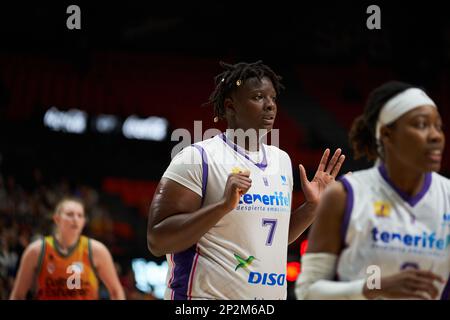 Kai James de la CDB Clarinos Tenerife en action pendant la J24 Liga Femenina Endesa sur 4 mars 2023 à la salle de sport Fuente de San Luis (Valence, J24 LIG Banque D'Images