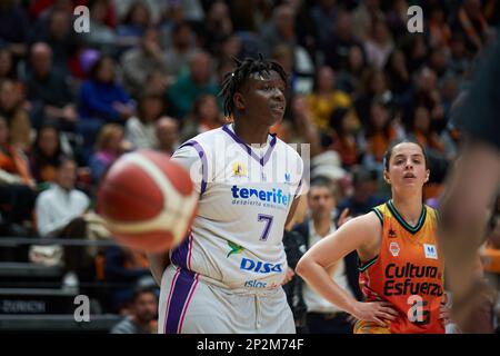 Kai James de la CDB Clarinos Tenerife en action pendant la J24 Liga Femenina Endesa sur 4 mars 2023 à la salle de sport Fuente de San Luis (Valence, J24 LIG Banque D'Images